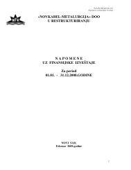 Napomene uz finansijske izvestaje za 2008. godinu - Novkabel