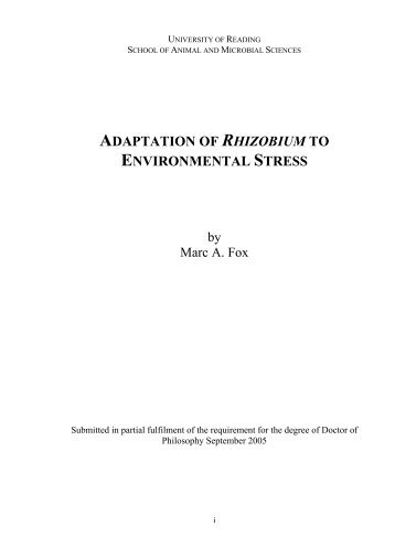 adaptation of rhizobium to environmental stress - Rhizobium Research