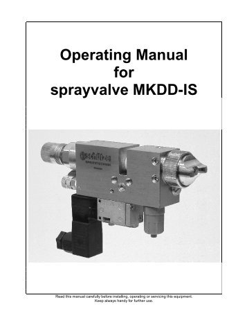 Operating Manual for sprayvalve MKDD-IS