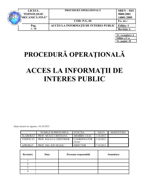 ACCES LA INFORMAŢII DE INTERES PUBLIC