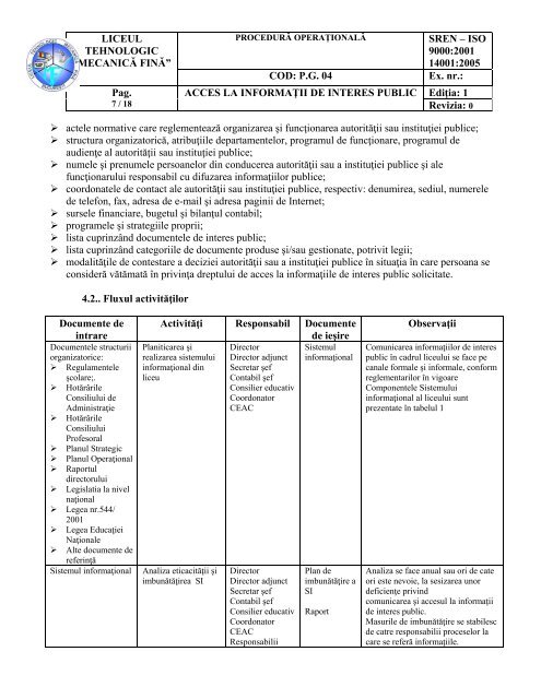 ACCES LA INFORMAŢII DE INTERES PUBLIC