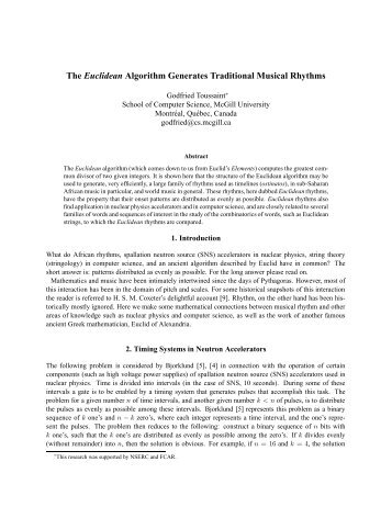 The Euclidean Algorithm Generates Traditional ... - McGill University