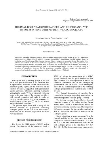 thermal degradation behaviour and kinetic analysis of polystyrene ...