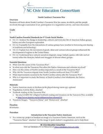 North Carolina's Tuscarora War - Database of K-12 Resources