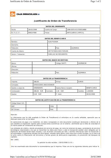 Page 1 of 2 Justificante de Orden de Transferencia 26/02/2008 https ...