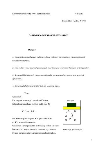 Gassloven og varmekraftmaskin - NTNU