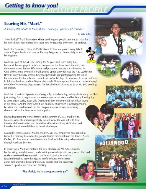 March 2005 - Mt. SAC - Campus News - Mt. San Antonio College