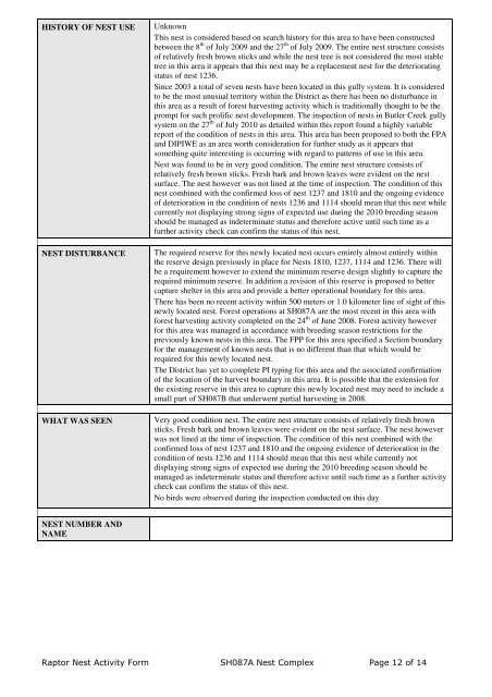 Raptor Nest Activity Assessment Form 2010