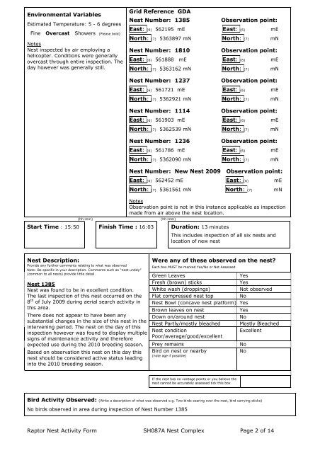 Raptor Nest Activity Assessment Form 2010