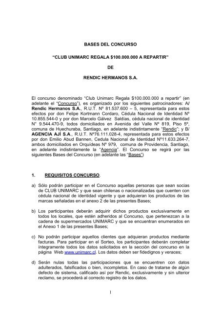 BASES DEL CONCURSO - Club Unimarc