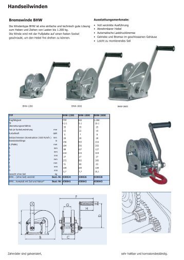 Ausführungen Handseilwinden / Seilzüge Seilwinde (PDF)