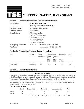 MillathaneÂ® CM MSDS - TSE Industries, Inc.