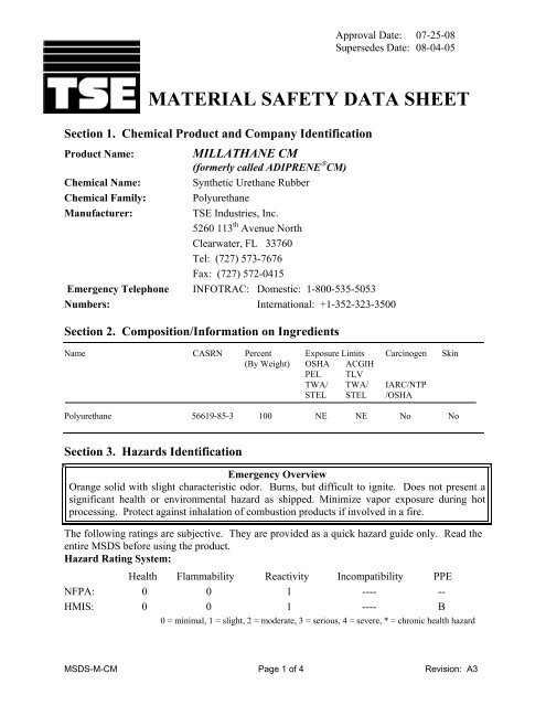 MillathaneÂ® CM MSDS - TSE Industries, Inc.