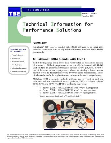 Millathane 5004 Blends with HNBR - TSE Industries, Inc.