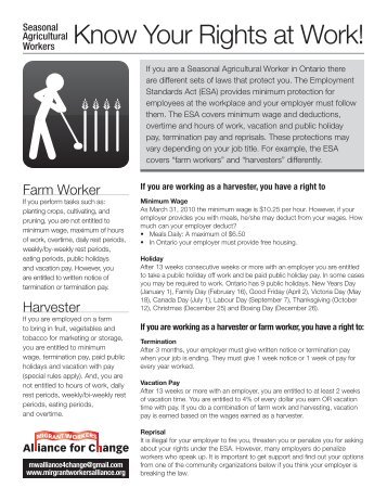 Know Your Rights at Work! - Migrant Workers Alliance for Change