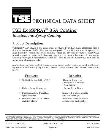 Technical Data Sheet - TSE Industries, Inc.