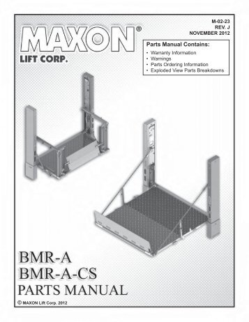Parts Manual Contains: - Maxon
