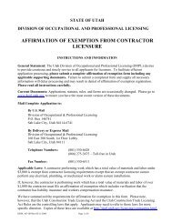 109 Affirmation Of Exemption From Contractor Licensure - Utah ...