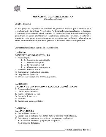 GeometrÃ­a AnalÃ­tica - Unidad AcadÃ©mica de FÃ­sica