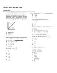 Algebra 1 Spring Final Study Guide