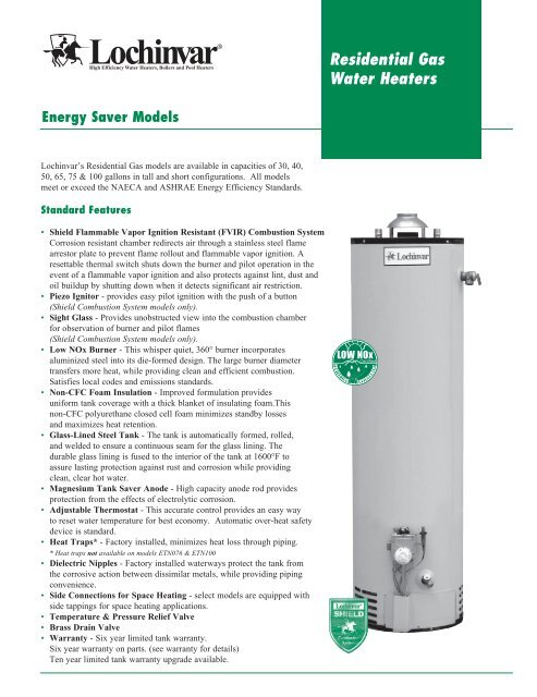 Residential Gas Water Heaters - Lochinvar