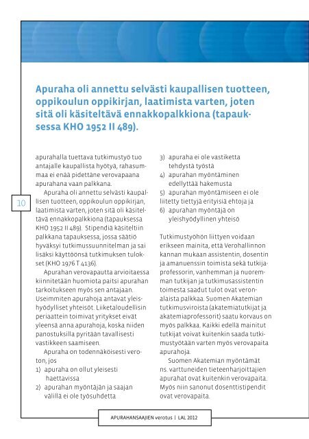 Vero-opas apurahansaajalle - Luonnontieteiden akateemisten liitto