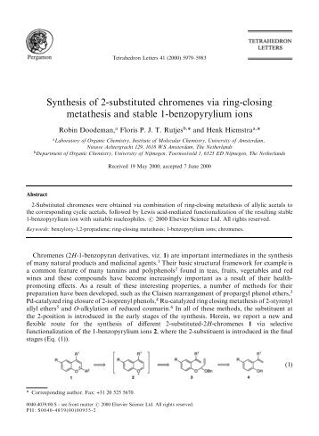 Synthesis of 2-substituted chromenes via ring-closing metathesis ...