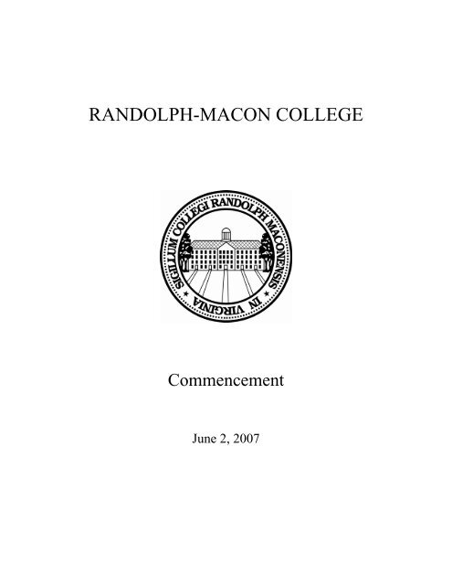 Schedule of Events - Randolph-Macon College