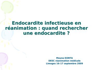 Endocardite infectieuse en réanimation - Faculté de Médecine de ...