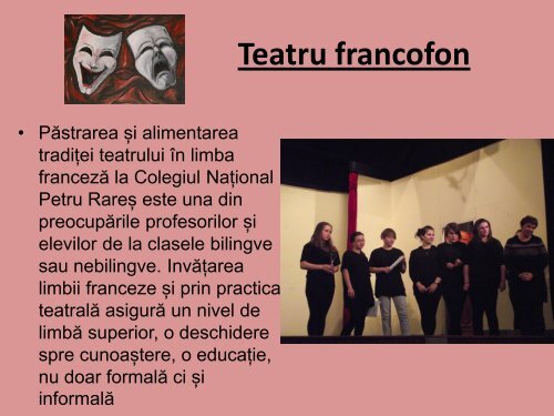 Teatru francofon - Colegiul NaÅ£ional Petru RareÅ Suceava