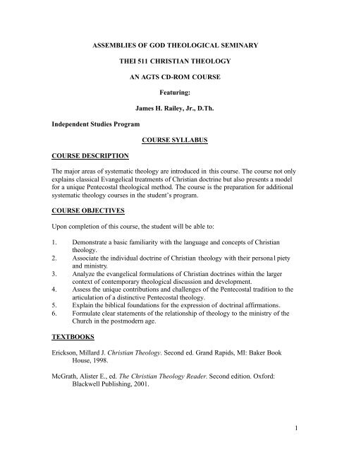 THEI 511 Christian Theology Syllabus - Assemblies of God ...