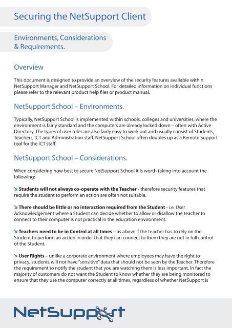 WHITE PAPER - Securing the NetSupport Client.indd