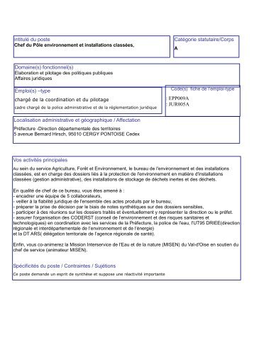 Fiche de poste Chef du PÃ´le Environnement - Bourse ...