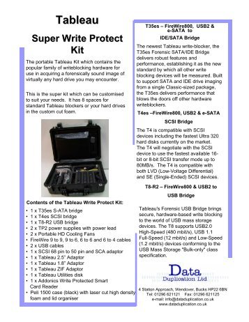 Tableau Super Write Protect Kit - Data Duplication Ltd