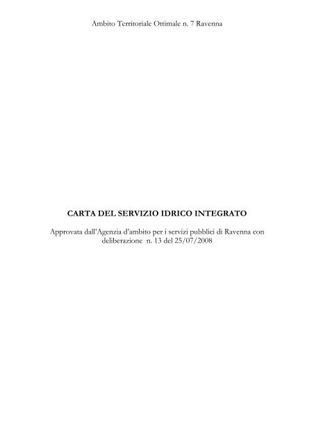Carta del servizio idrico integrato - 'Autorità d'ambito di Ravenna