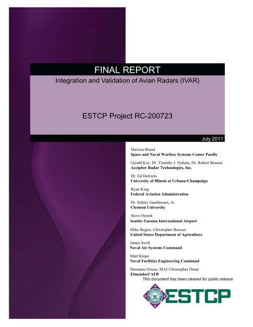 (IVAR) - Final Report - Strategic Environmental Research and ...