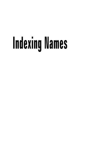 Indexing Names Front Matter - Books - Information Today