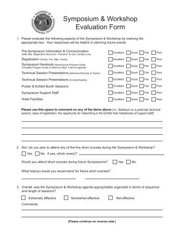 Symposium & Workshop Evaluation Form - SERDP-ESTCP