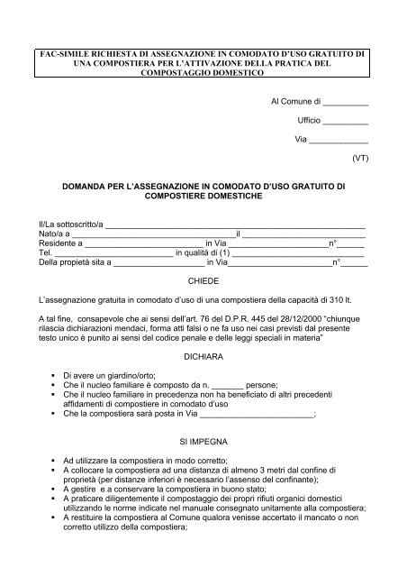 Domanda Compostiera Provincia Di Viterbo