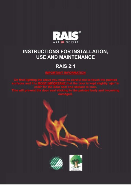 instructions for installation, use and maintenance rais 2:1 - Robeys Ltd