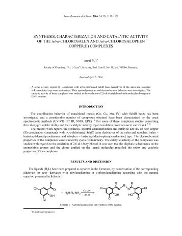 SYNTHESIS, CHARACTERIZATION AND CATALYTIC ACTIVITY OF ...