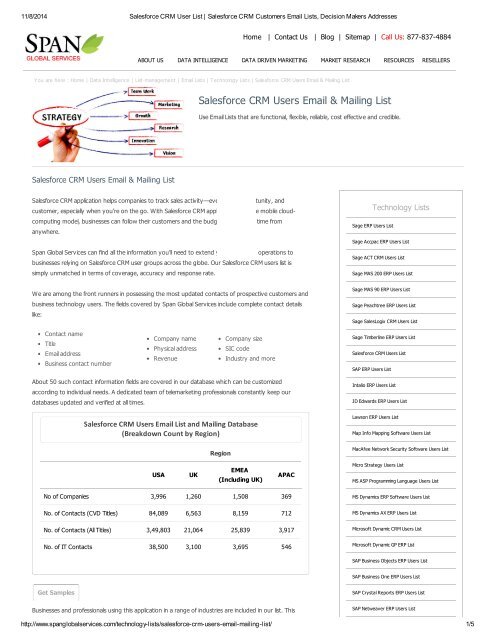 Get Tele Verified Salesforce CRM User Lists from Span Global Services