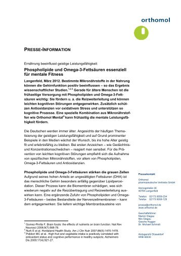 Phospholipide und Omega-3-Fettsäuren essenziell für mentale Fitness