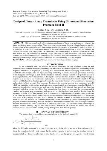 Design of Linear Array Transducer Using Ultrasound Simulation Program Field-II