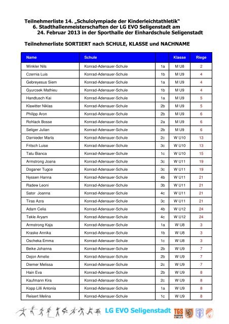 Teilnehmerliste 2013 SCHULE - Lg-evo-seligenstadt.de