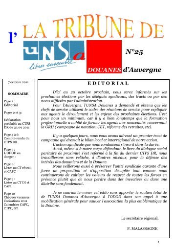 NÂ°25 du journal - UNSA Douanes