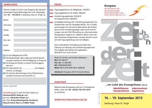 Aktuelle Informationen finden Sie im Flyer zum Kongress (PDF).