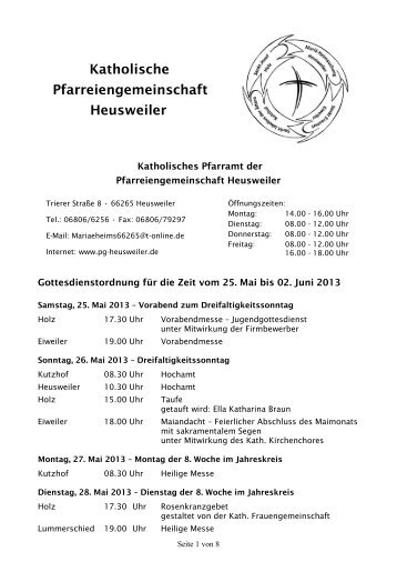 Kirchliche Nachrichten Mai 2013 - Pfarreiengemeinschaft Heusweiler