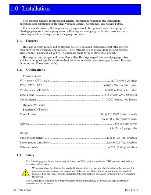 VT/CVT - Teledyne Hastings Instruments