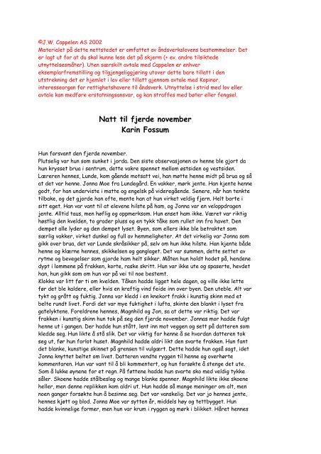 Natt til fjerde november Karin Fossum - Cappelen Damm